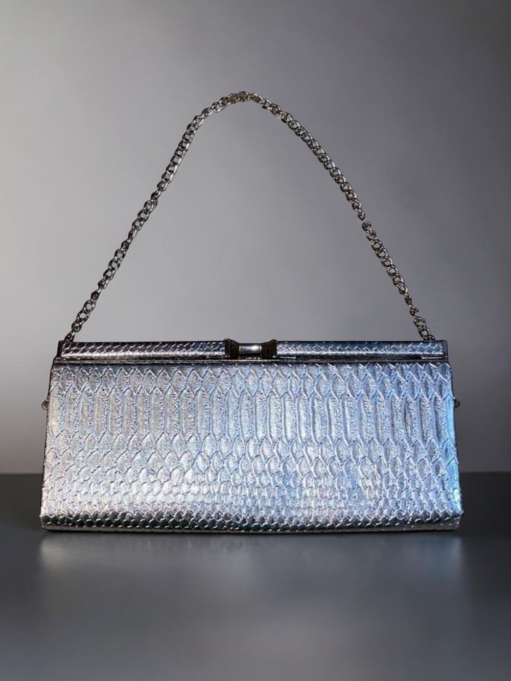 Vintage Metallic Silver Clutch | Handbag | Evening Bag
